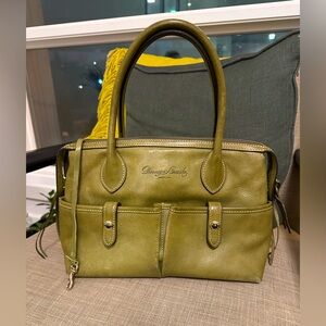 Dooney & Bourke Green Florentine Leather Satchel, three internal pockets